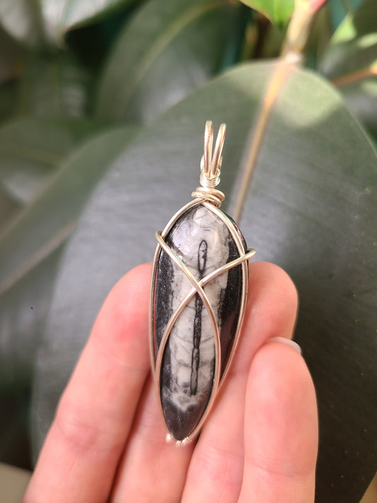 Wire Wrap Orthoceras Fossil Pendant