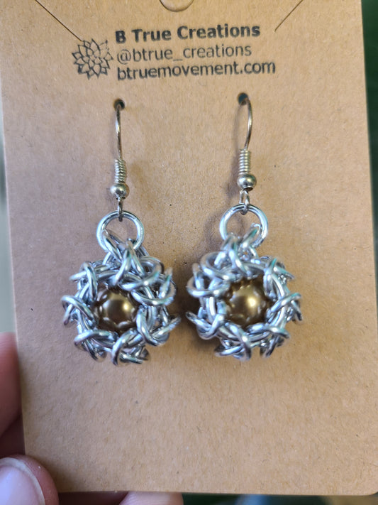 Chainmail Captured Bead Earrings