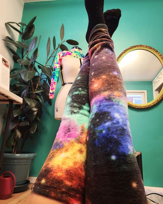 UV Reactive Galaxy Fleece Leg Warmers