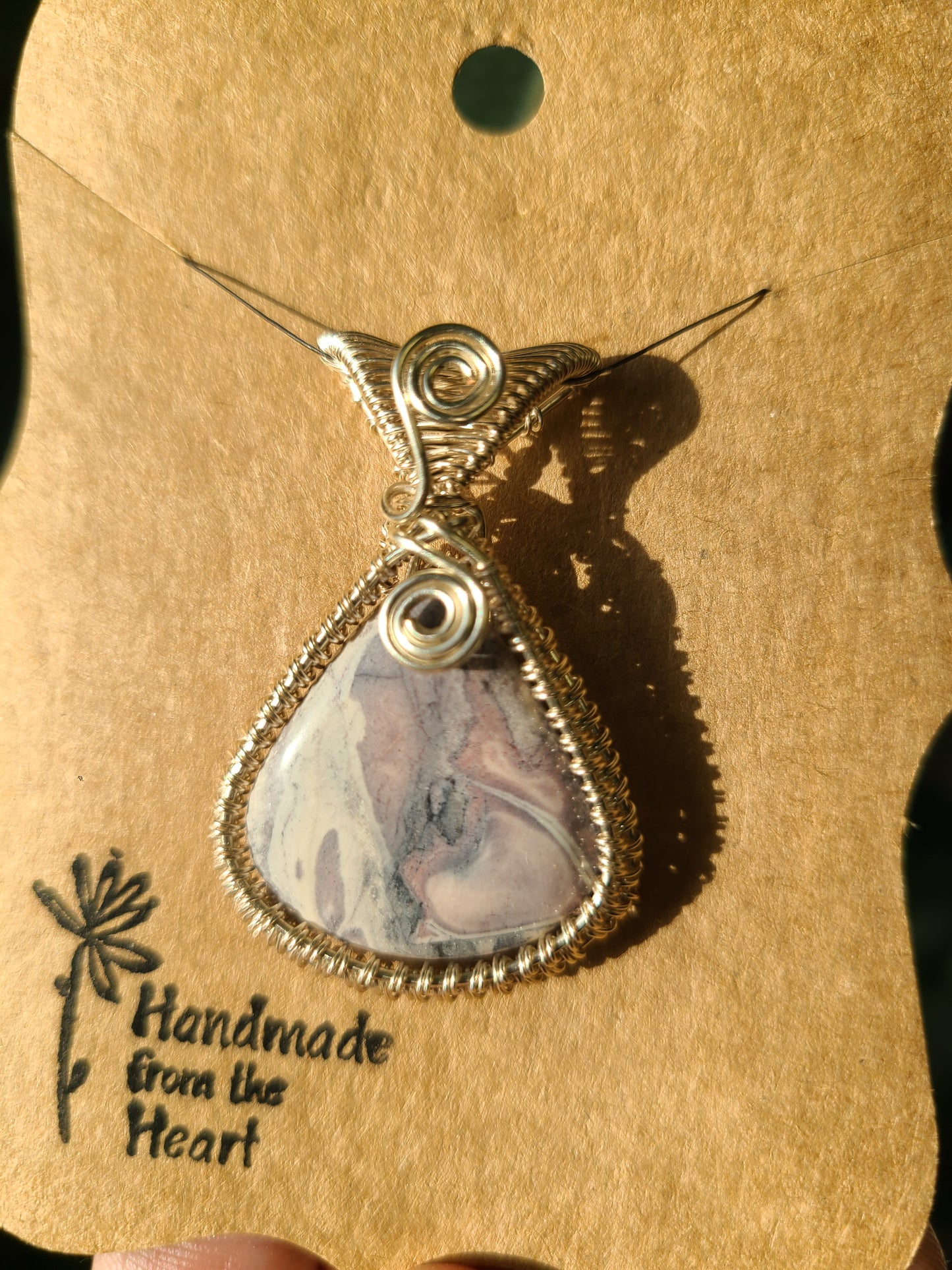 Wire Wrap Porcelain Jasper Pendant