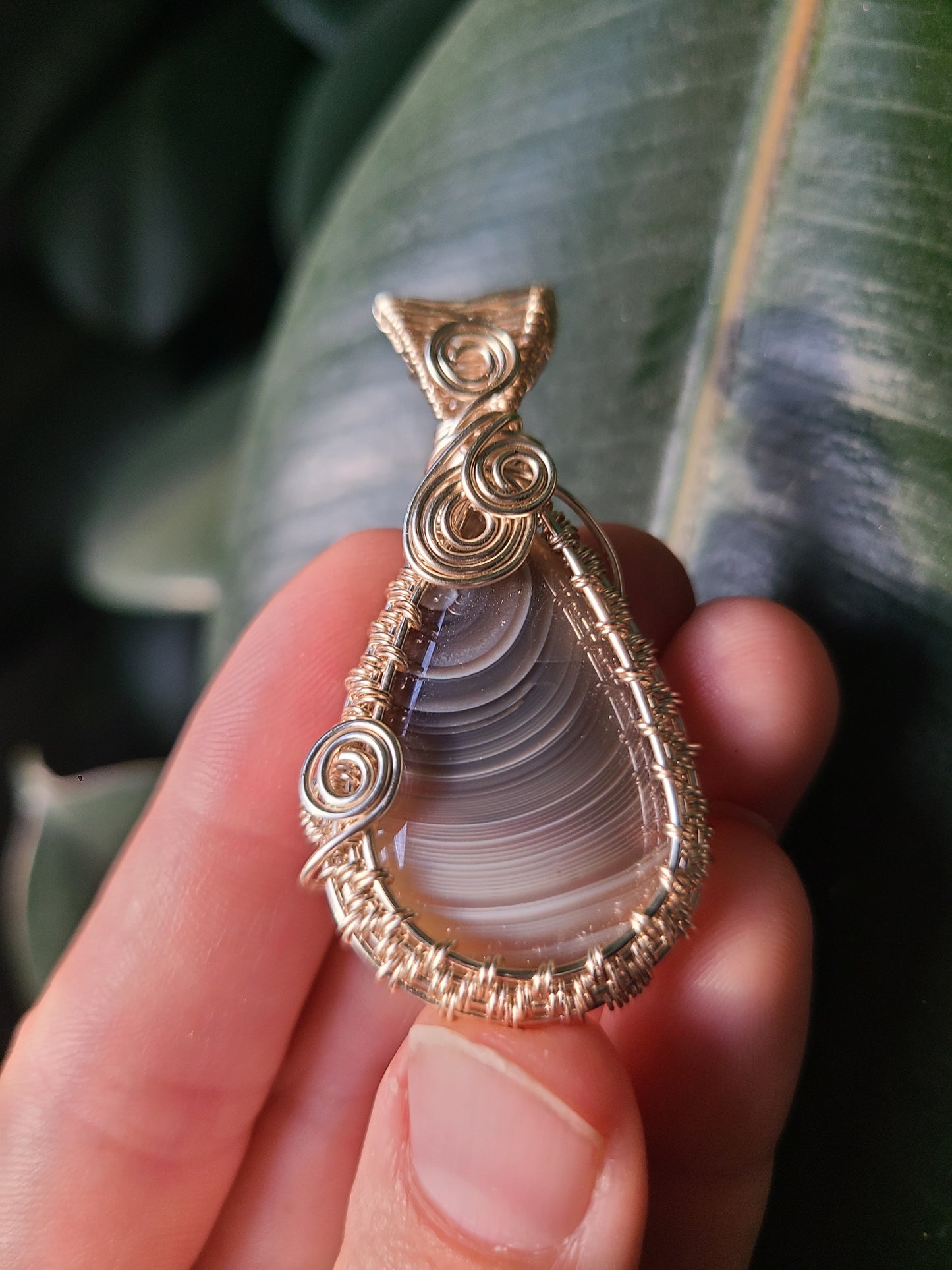 Wire Wrap Botswana Agate Pendant