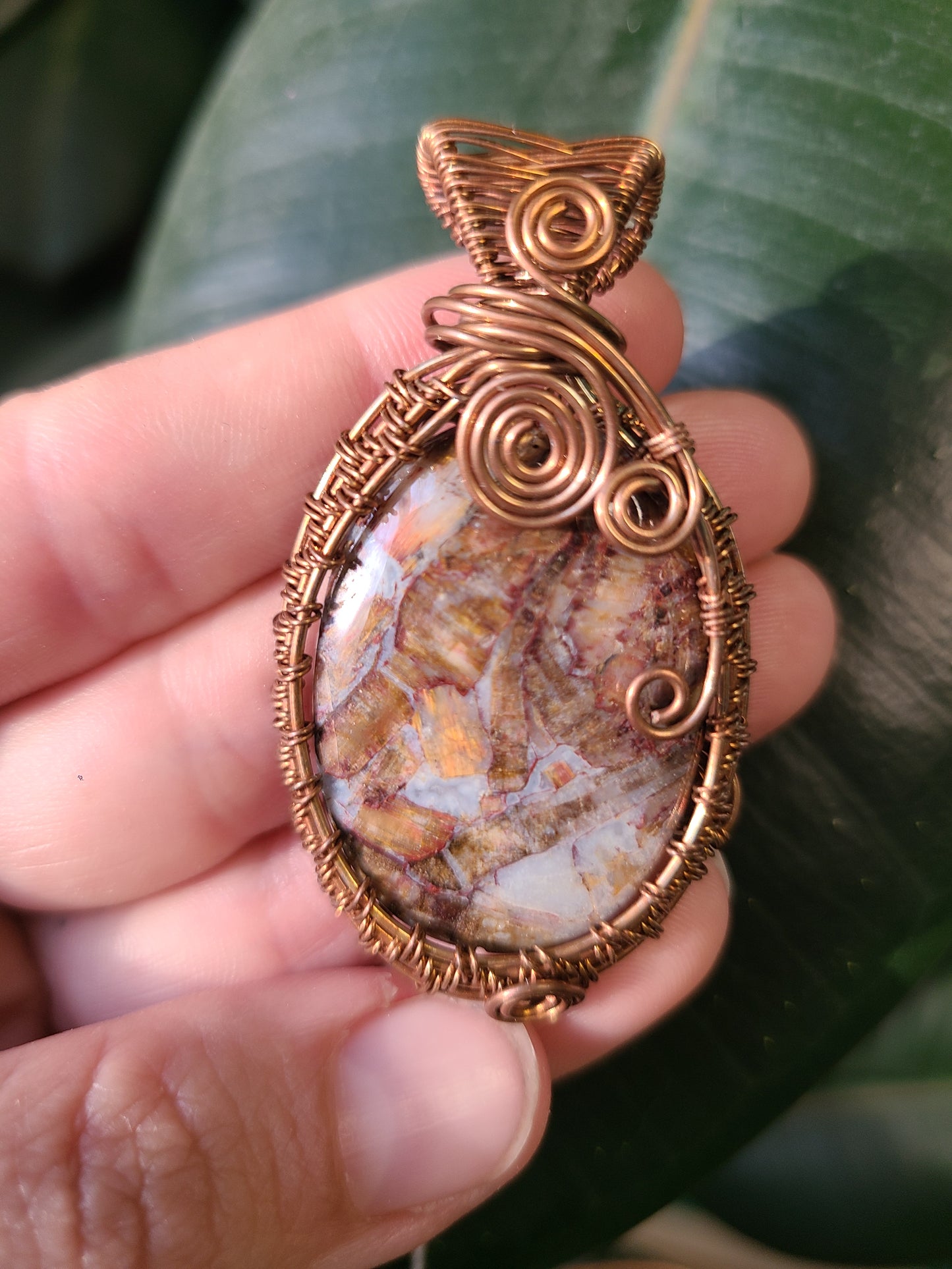 Wire Wrap Pietersite & Copper Pendant