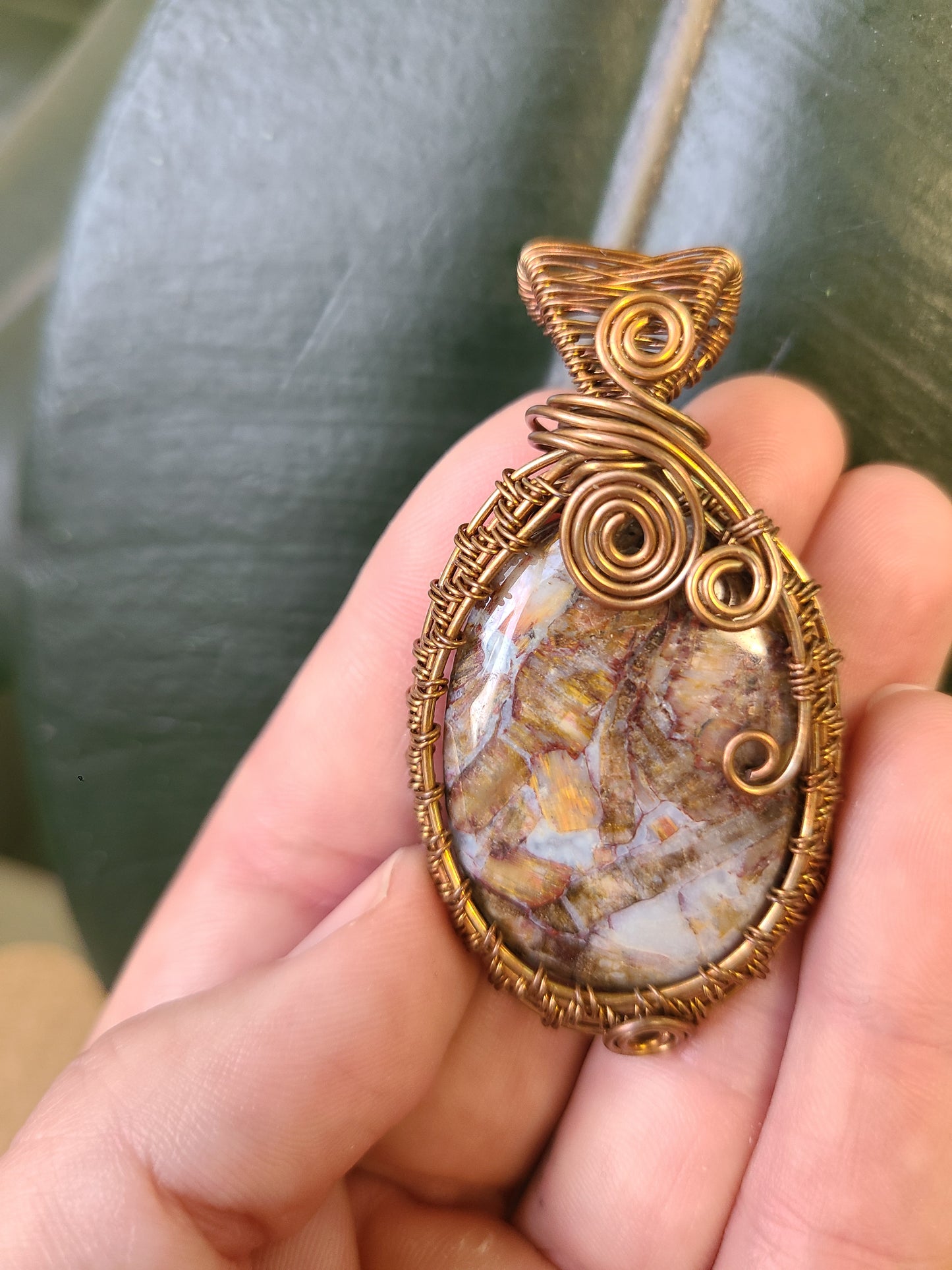 Wire Wrap Pietersite & Copper Pendant