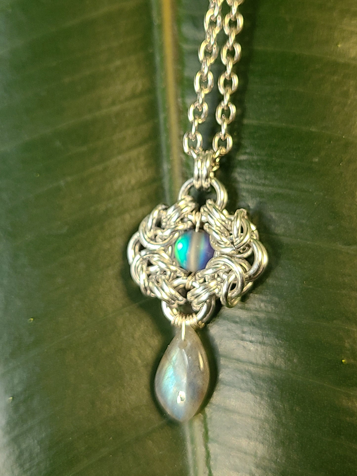 Chainmail and Labradorite Necklace