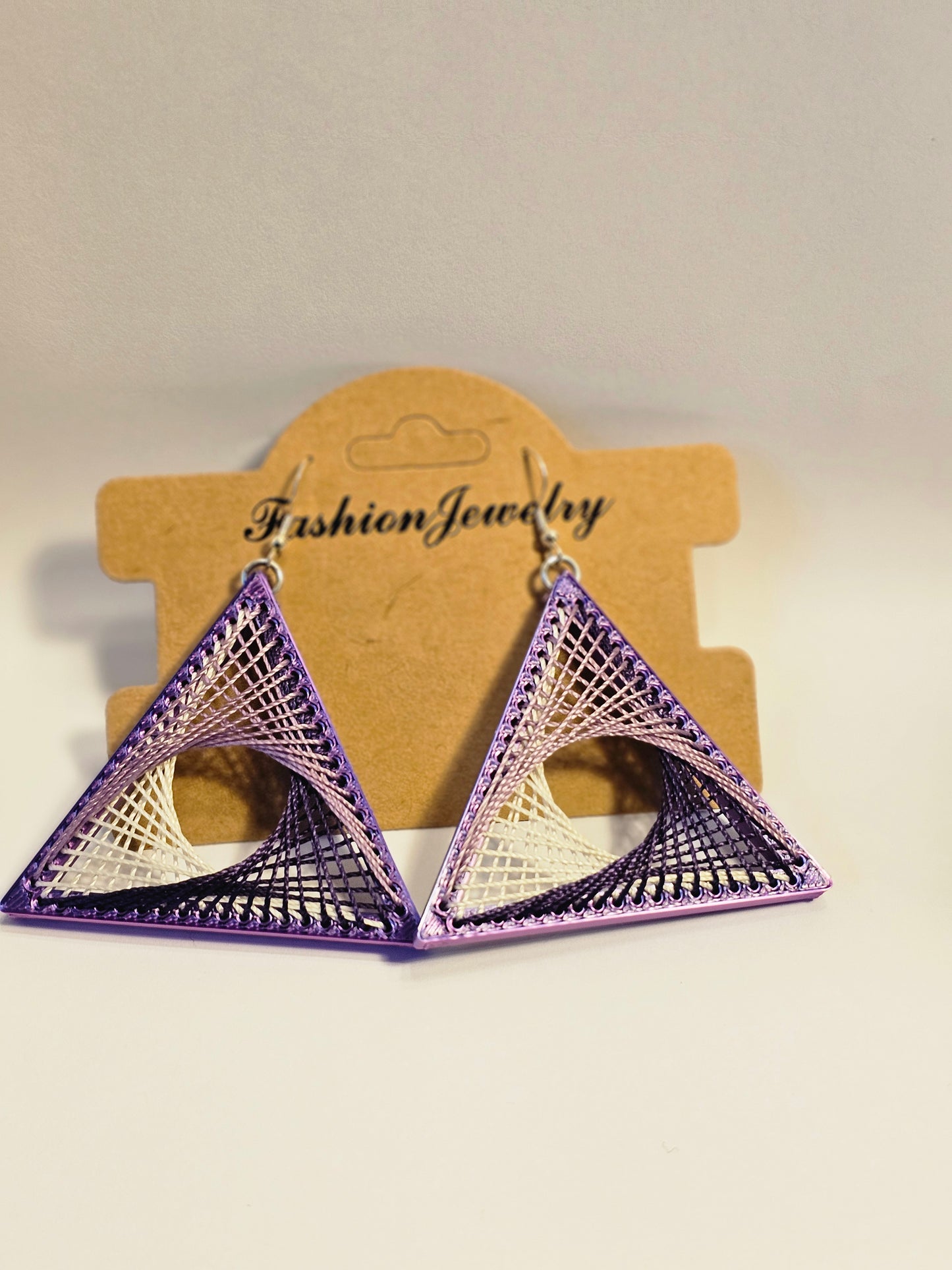 String Art Earrings - Purple Haze