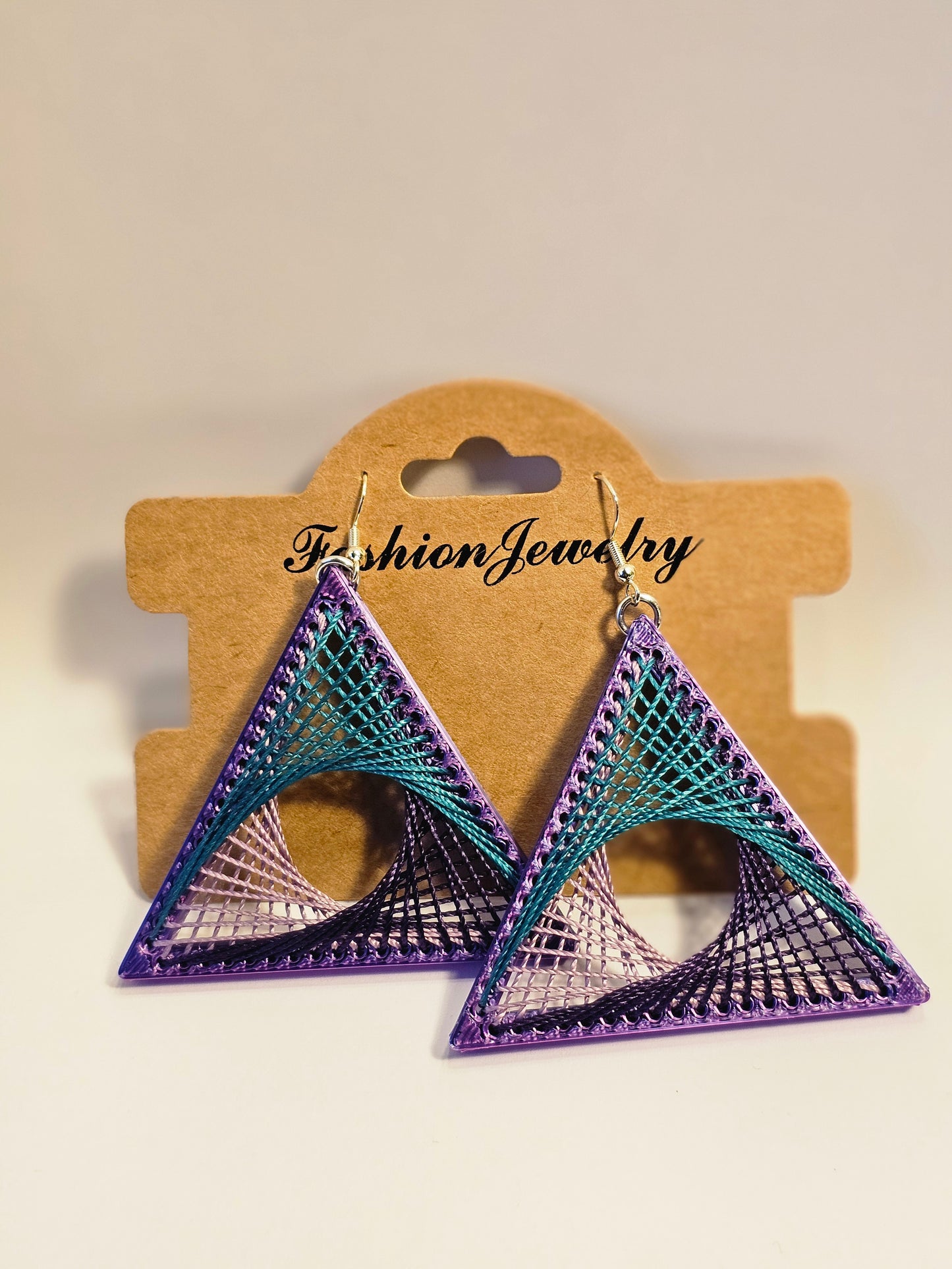 String Art Earrings - Purple Seas