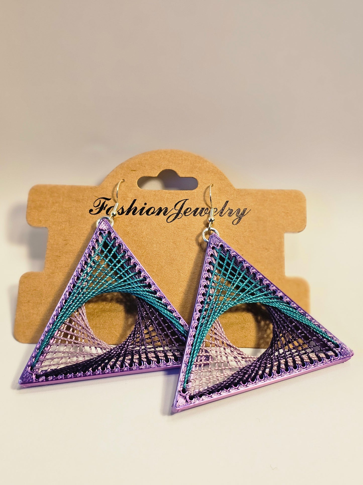 String Art Earrings - Purple Seas