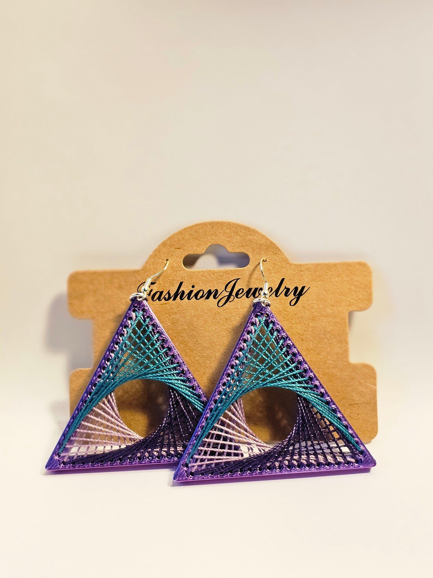 String Art Earrings - Purple Seas