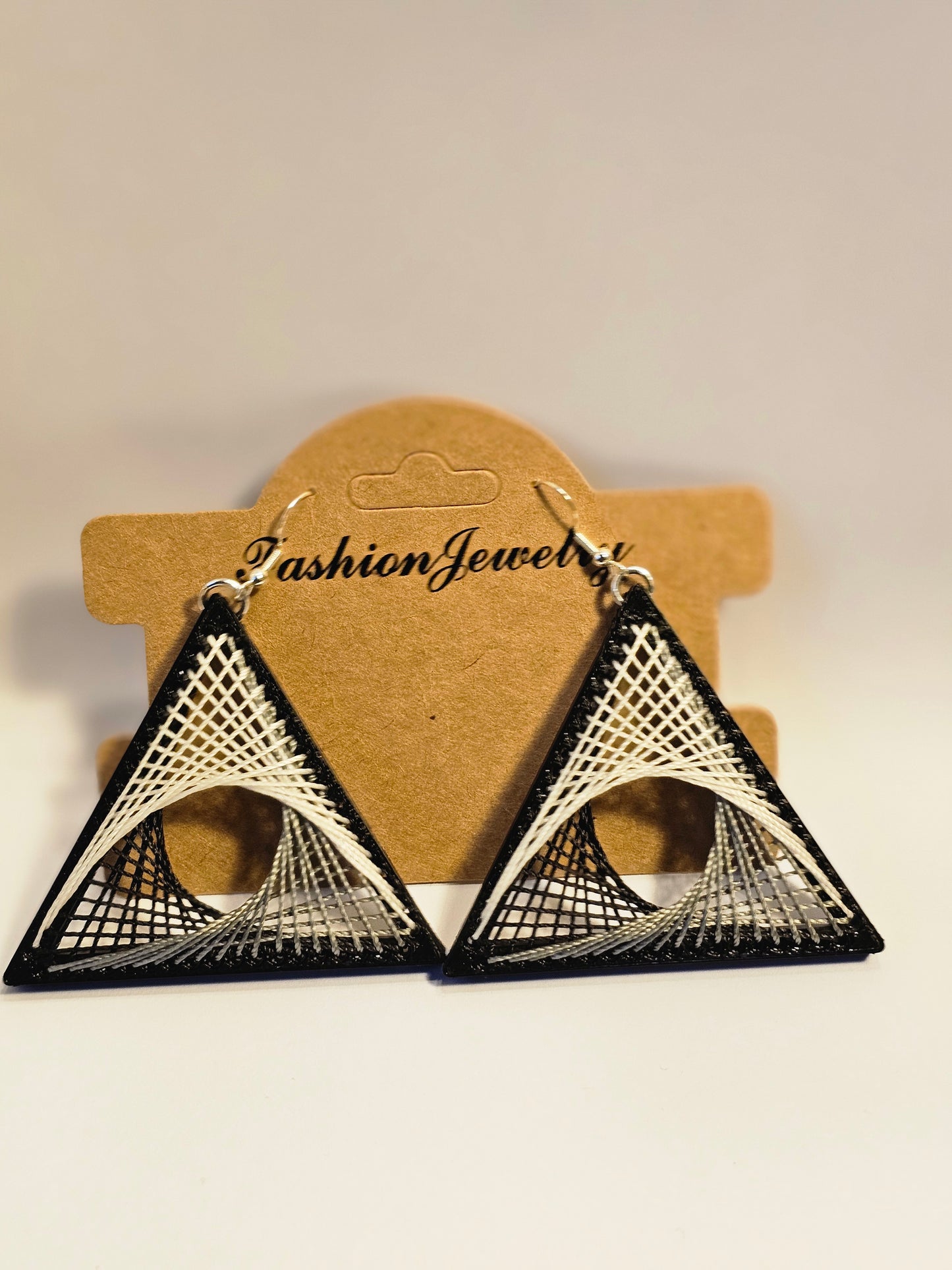 String Art Earrings - Black & White