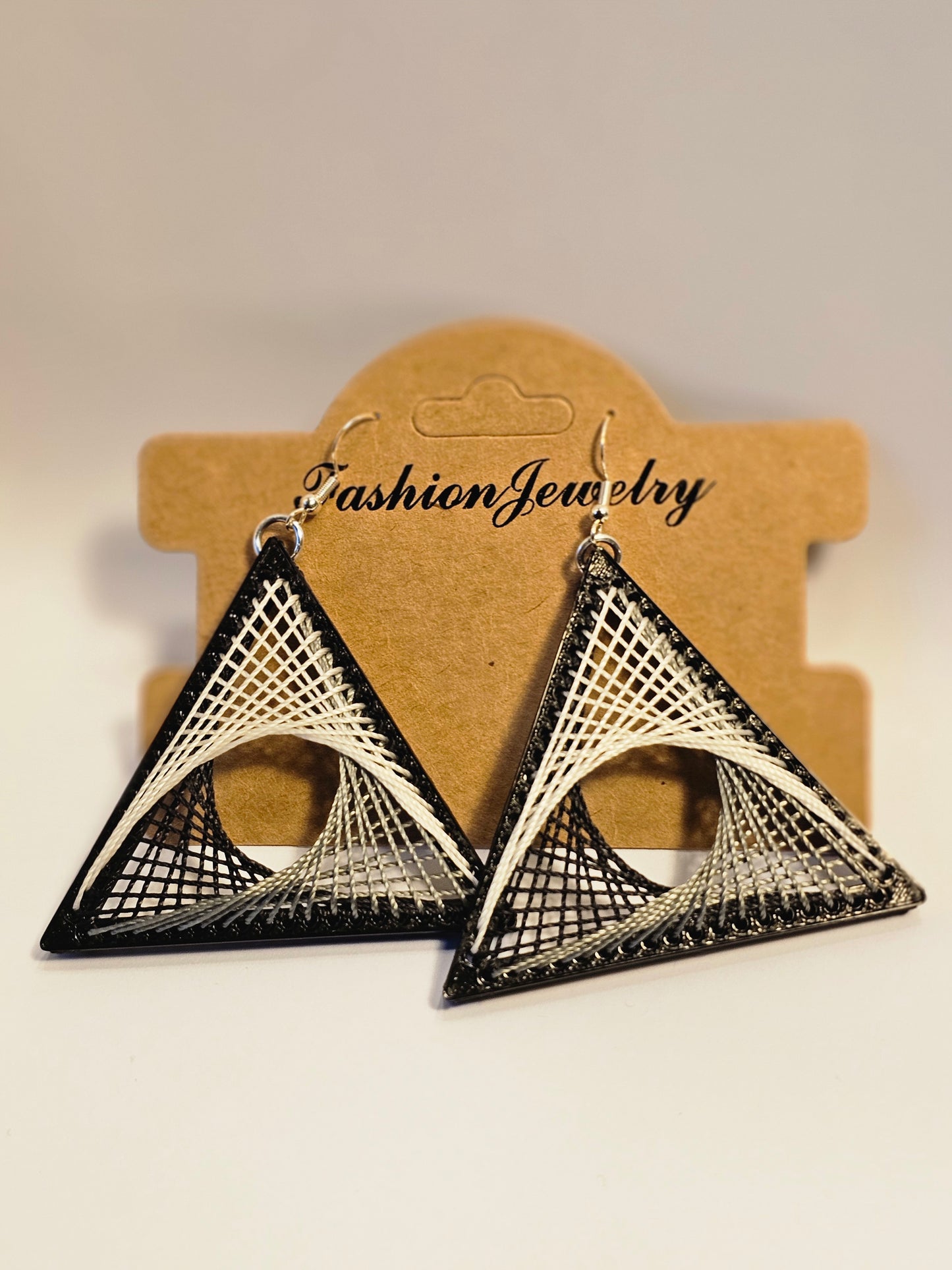 String Art Earrings - Black & White