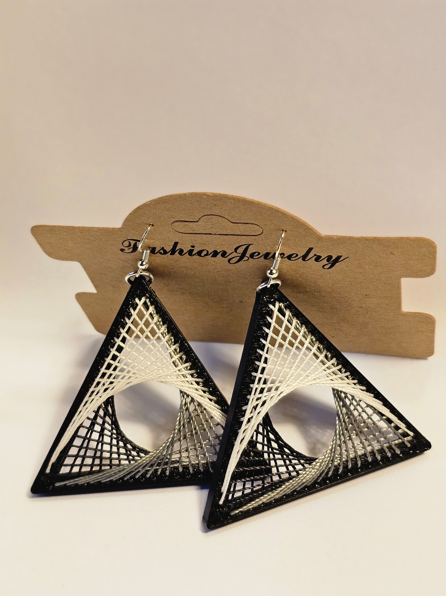 String Art Earrings - Black & White