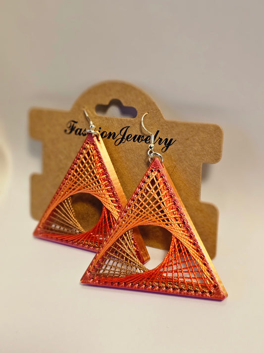 String Art Earrings - Peachy Keen