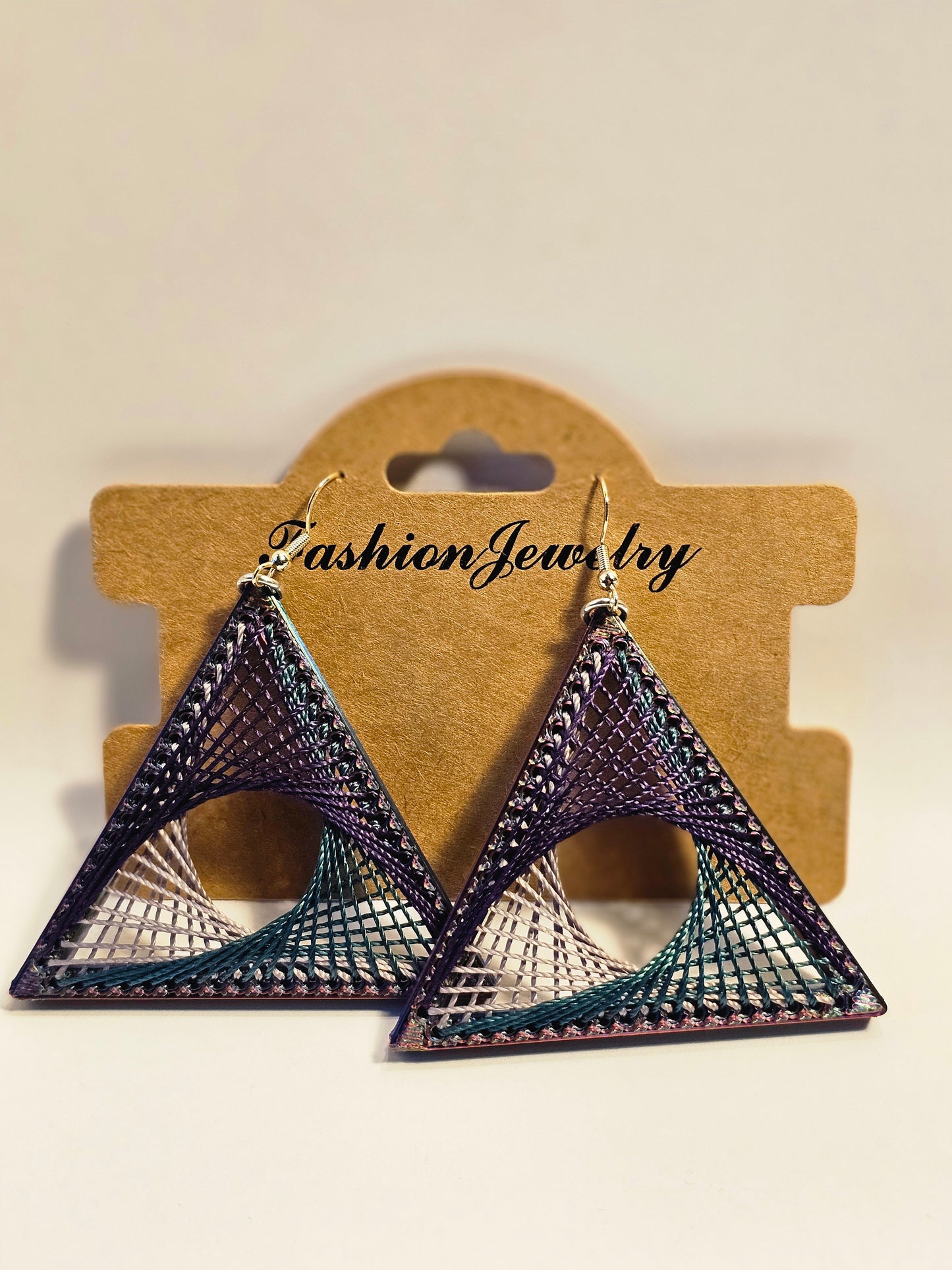 String Art Earrings - Purple Blue Shift