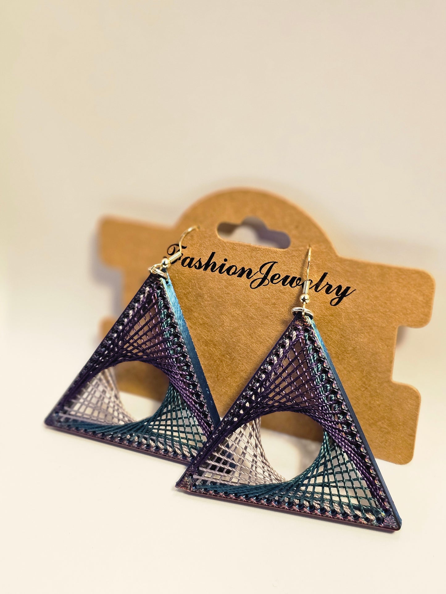 String Art Earrings - Purple Blue Shift