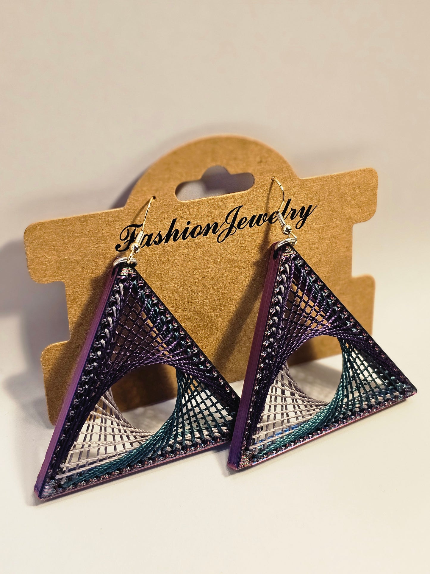 String Art Earrings - Purple Blue Shift