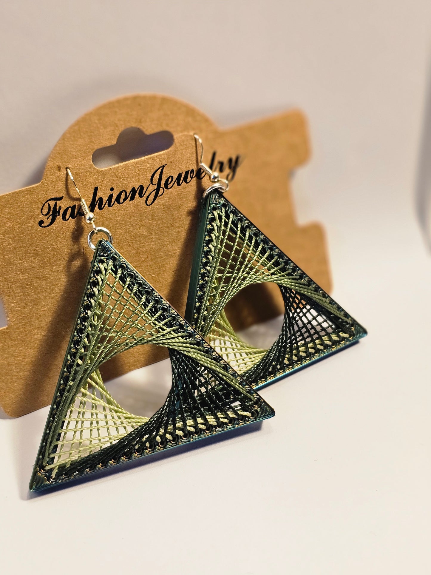 String Art Earrings - Fern Gully