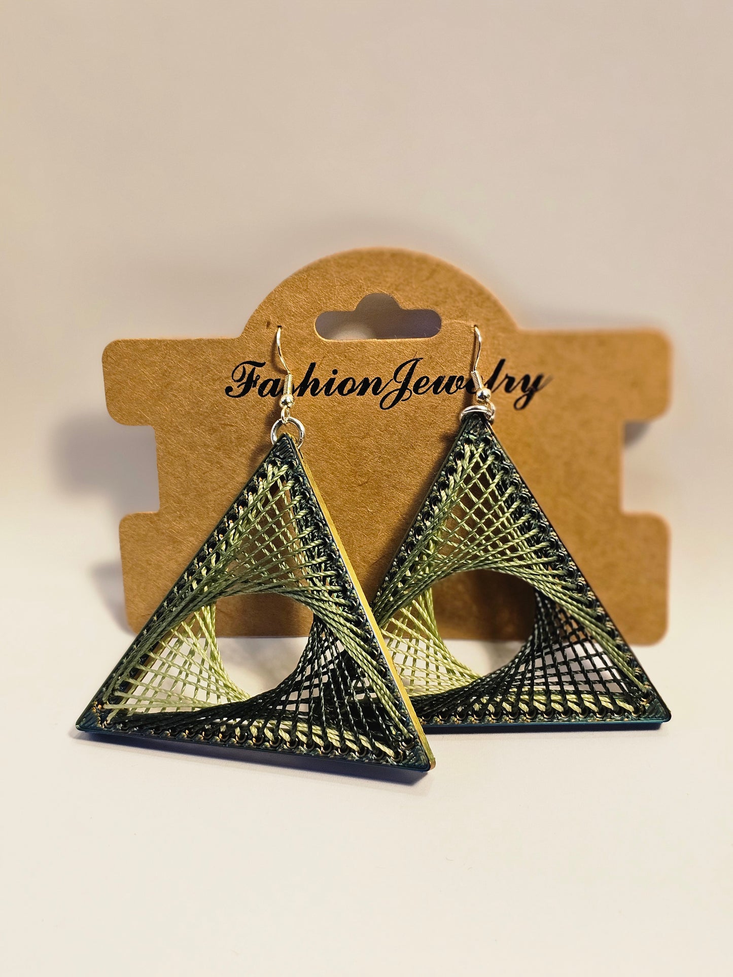 String Art Earrings - Fern Gully